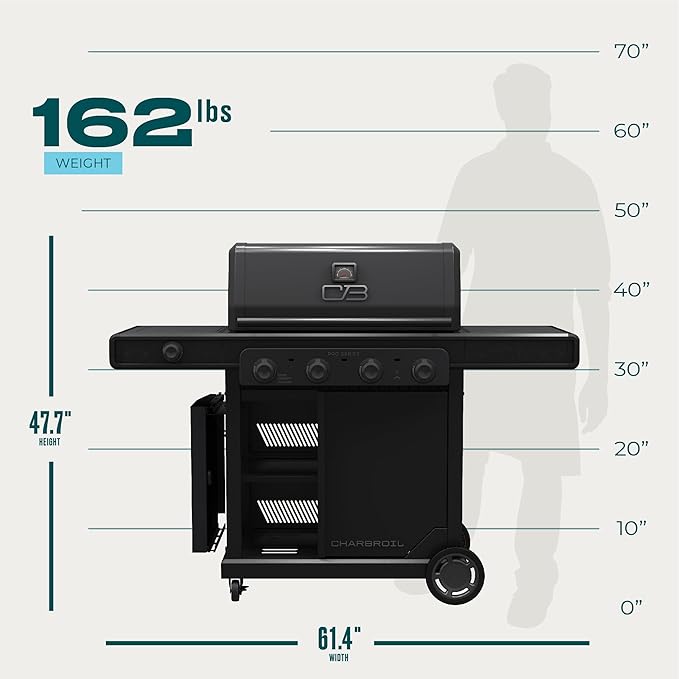 Charbroil Pro Series with Amplifire Infrared Technology 4-Burner Propane Gas Grill Cabinet with Side Burner, Black - 463281024