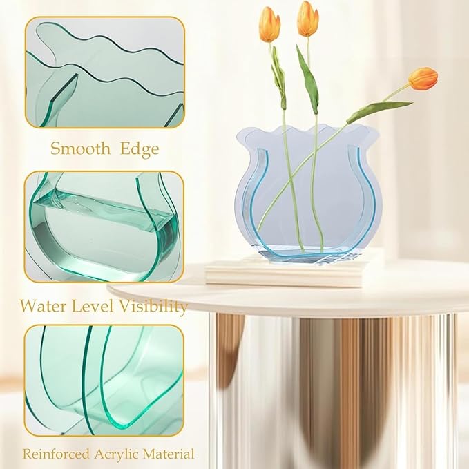 Acrylic Fish Bowl Flower Vase for Small Fish or Plant, Klein Blue Dual-Purpose Acrylic Decorative Vase for Home Office or Living Room, Modern Bud Design (Klein Blue, Regular Size)