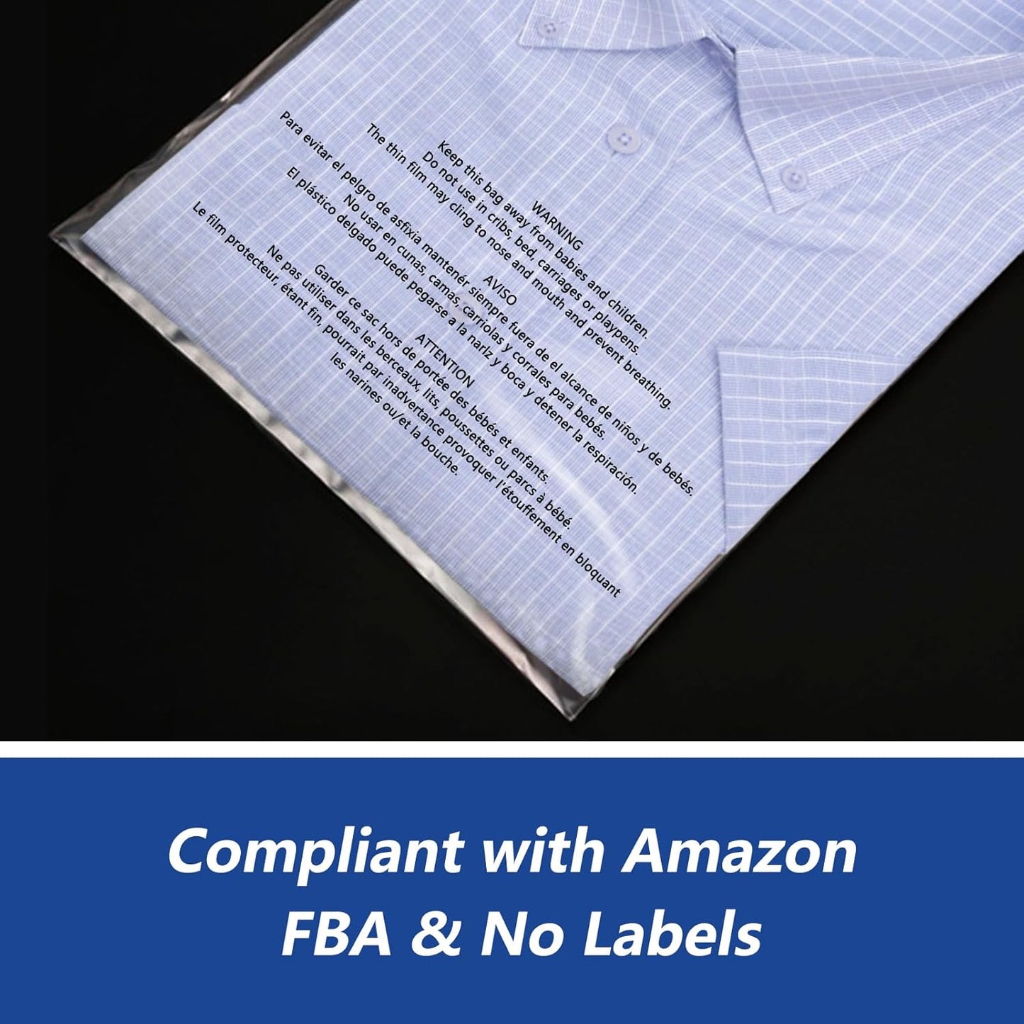 Skiennix Clear Poly Bags | 12" x 15" (100 Count) - Self-Seal with Suffocation Warning for Clothing & FBA
