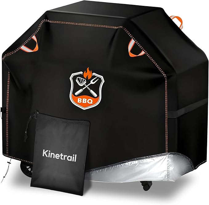Kinetrail Grill Cover, Universal 48" BBQ Grill Cover for Outdoor Grill, Waterproof, Weather Resistant, Fade Resistant Gas Grill Cover with Adjustable Double Straps for Weber, Char-broil, Nexgrill, etc