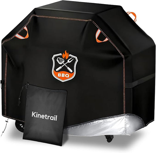Kinetrail Grill Cover, Universal 65" BBQ Grill Cover for Outdoor Grill, Waterproof, Weather Resistant, Fade Resistant Gas Grill Cover with Adjustable Double Straps for Weber, Char-broil, Nexgrill, etc