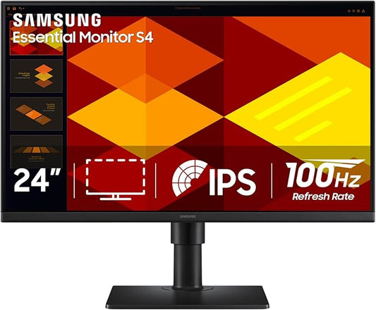 Samsung 24” (S40GD) Borderless Business Monitor with IPS Panel, 100Hz Refresh Rate, Eye Saver Mode, Ergonomic Design, Game Picture Mode, LS24D408GANXGO