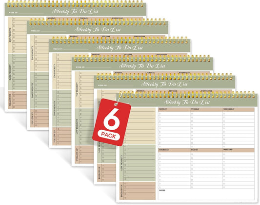 Skiennix Weekly To-Do List Notepad - 52 Undated Sheets | 8.5" x 11" | Office Desk Planner in Forest Shades