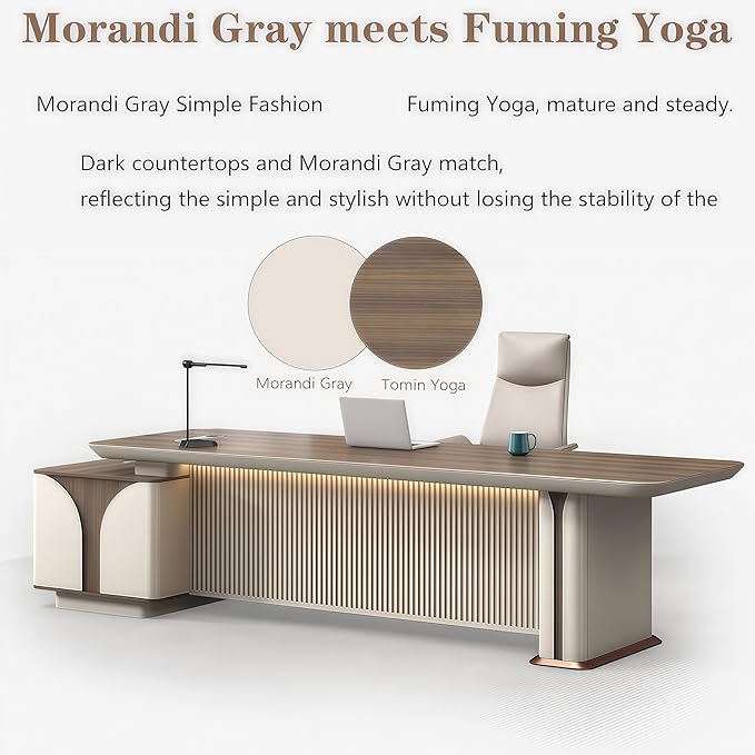 Modern L Shaped Desk, 102.4 inch Large Desk with Storage, Executive Desks for Home Office No Installation Required with Drawers and Lockable