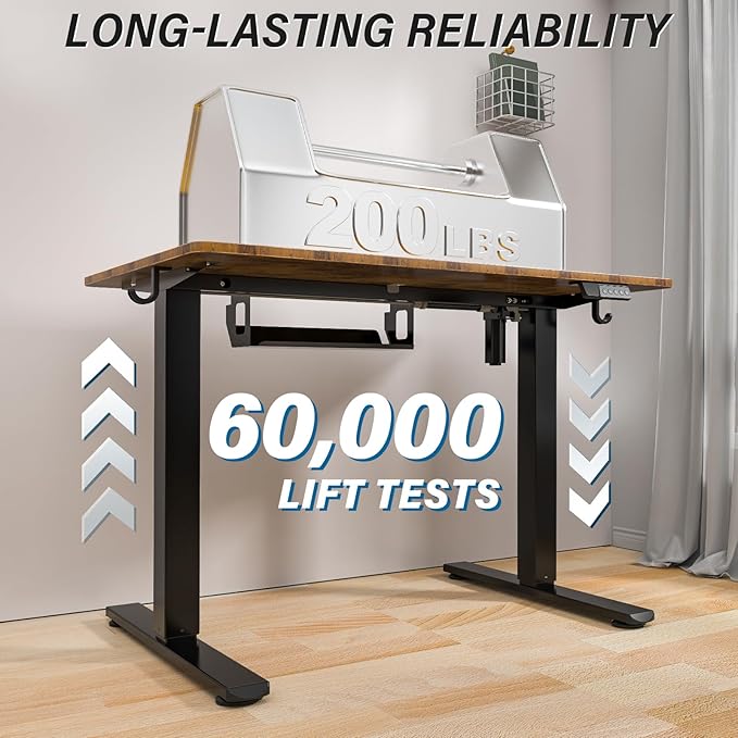 Kingant Standing Desk Height Adjustable Small Electric Stand Up Desks [35 x 20 Inch] - Ergonomic Sit Stand Desk Rising Desks for Home Office Computer Desk Stand Desk Workstation with Cable Management