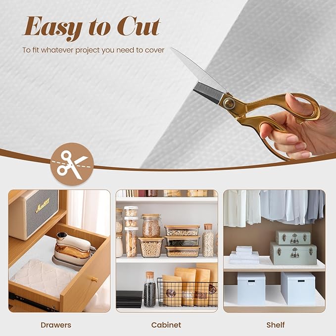 Drawer Shelf Liner for Kitchen Cabinets Non Adhesive, Slip Resistant Shelf Paper Easy to Clean, Strong Grip Thickened Cabinet Liners Waterproof for Pantry Shelves Cupboard, White, 17.5 in x 10 FT