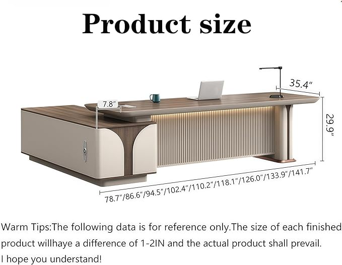 Modern L Shaped Desk, 118.1 inch Large Desk with Storage, Executive Desks for Home Office No Installation Required with Drawers and Lockable