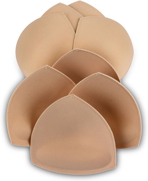 SERMICLE Bra Pad Inserts - 4 Pairs of Sewn Padded Inserts for A/B, C/D, D/E Cups | Beige, Black, White Options