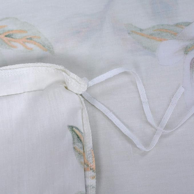 FADFAY White Floral Duvet Cover Set 100% Cotton Farmhouse Bedding with Hidden Zipper Closure 3 Pieces, 1duvet Cover & 2pillowcases,Queen Size