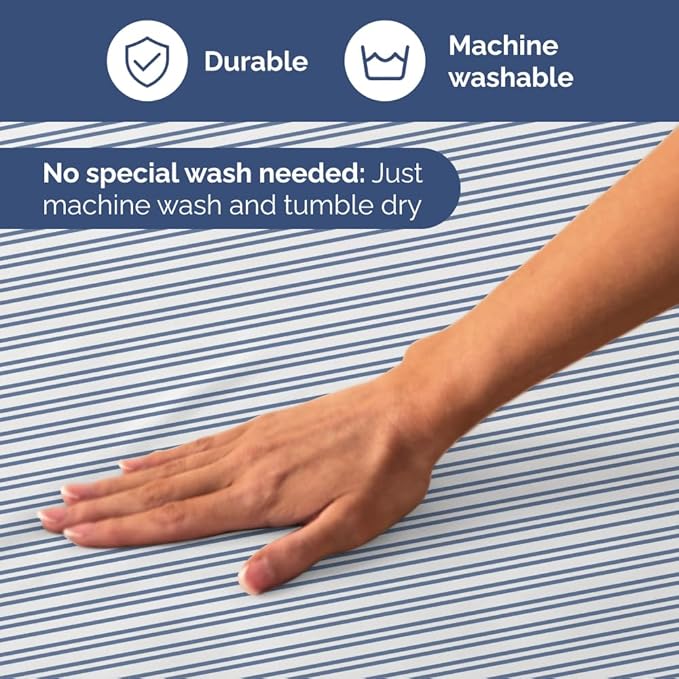 Blue and White Striped Sheets - 1 Flat & 1 Fitted Sheet & 2 Pillowcases w/ Deep Pockets - Comfy, Wrinkle & Fade Resistant - Ultra-Soft, Breathable & Cooling - Luxury Pinstripe Bedding - King Size