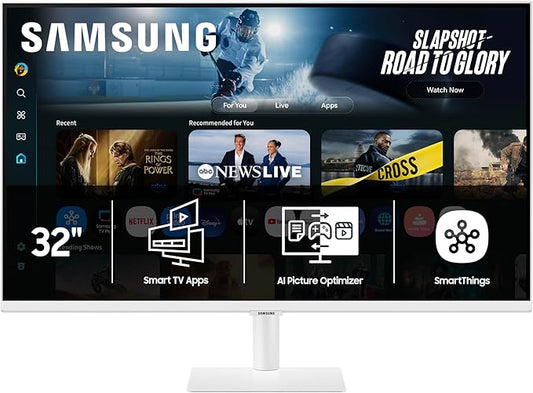 Samsung 32” Smart Monitor M7 (M70F) 4K UHD Display, Samsung Vision AI, Smart TV Apps, Gaming Hub, USB-C, HDMI and USB-A, White, LS32FM703UNXZA, 2025