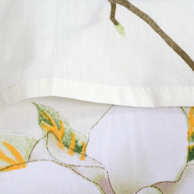 FADFAY White Floral Duvet Cover Set 100% Cotton Farmhouse Bedding with Hidden Zipper Closure 3 Pieces, 1duvet Cover & 2pillowcases,Queen Size