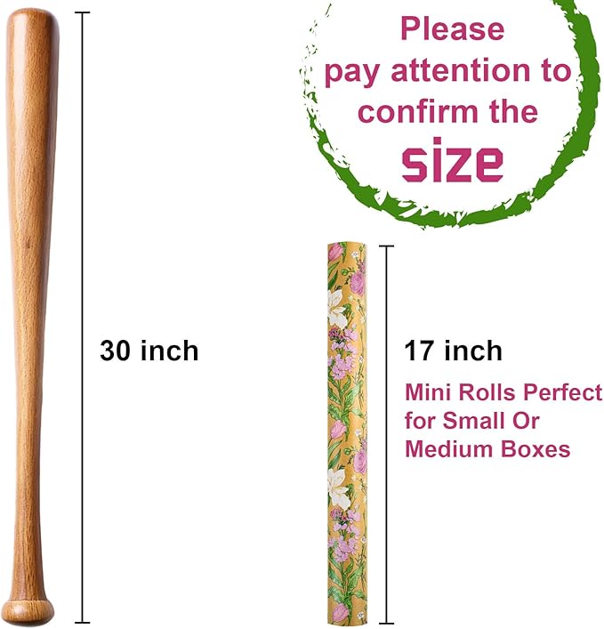 MAYPLUSS Kraft Floral Wrapping Paper Roll - 17Inch x 33Feet - Colorful Watercolor Boho Forest and Garden Flower Gift Wrap Green Wedding Gift Wrap for Birthday, Mothers Day, Bridal Shower, Engagement