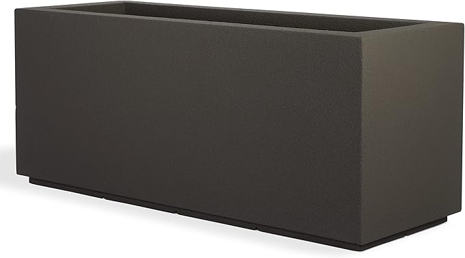 PolyStone Milan Tall Modern Outdoor/Indoor Rectangular Trough Planter, 46" L X 17" W X 19" H, Lightweight, Heavy Duty, Weather Resistant, Polymer Finish, Commercial and Residential (Slate Gray)