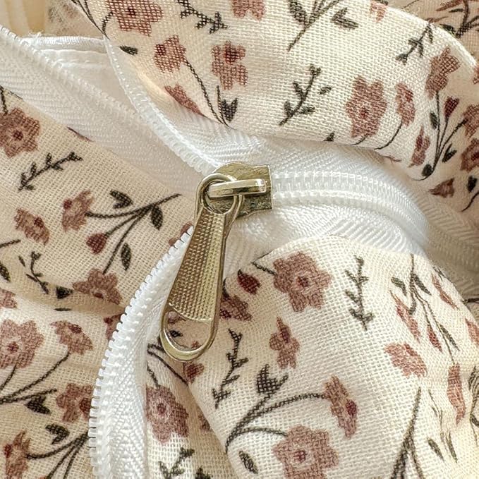 EAVD Chic Garden Small Floral Duvet Cover Queen Soft 100% Muslin Cotton Feel Gauze Vintage Floral Bedding Set with 2 Pillowcases Cottagecore Botanical Print Duvet Cover with Zipper Closure