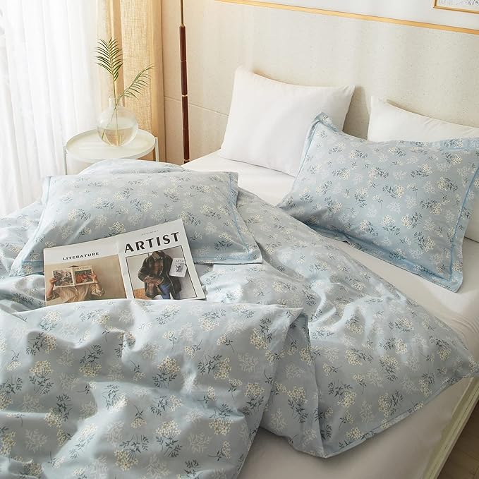 HighBuy Farmhouse Floral Comforter Sets Full Blue Floral Bedding Comforters for Full Size Bed,Comfy Soft Cute Flower Full Comforter Set for Women Girls Botanical Flowers Bedroom Collection, HBCOM49-F