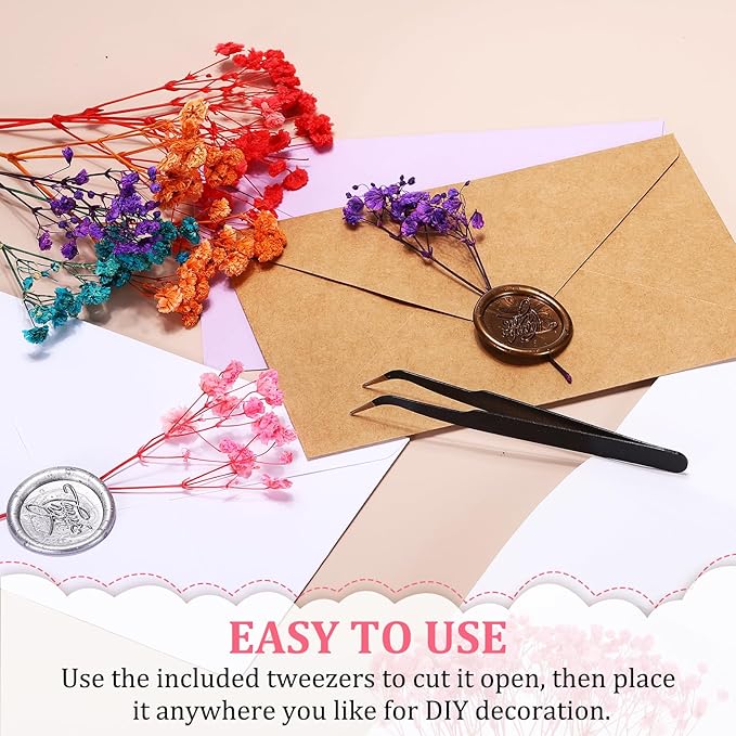 PATIKIL Mini Dried Gypsophila Flower Kit, 30Pcs 4 Inch Rose Red Natural Pressed Floral Bundles with Tweezer for DIY Resin Crafts Gift Wedding Christmas Card Decor Flower Bouquets