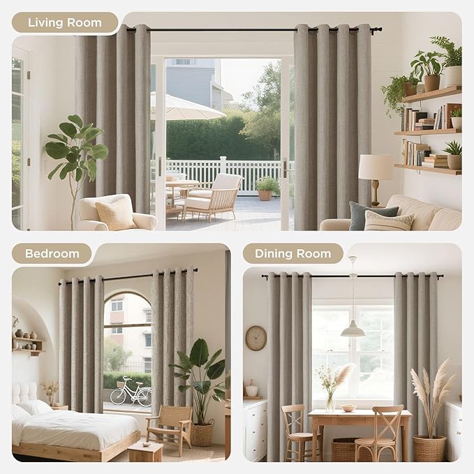 Joydeco Linen Blackout Room Divider Curtains, Extra Wide Sliding Door Drapes Living Room Curtains, 1 Panel 100W x 108L Inch Patio Door Drapes for Room Privacy
