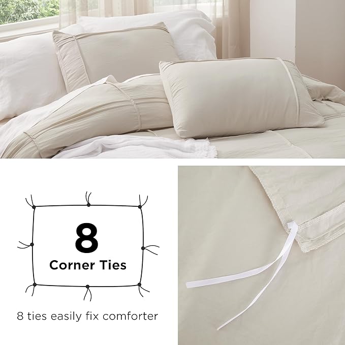 Bedsure Grid Boho Duvet Cover Twin Size - Shabby Chic Tufted Boho Bedding Set, 2 Pieces Shabby Chic Home Bedding for All Seasons, Includes 1 Twin Duvet Cover & 1 Pillowcase (White, 68" x 90")