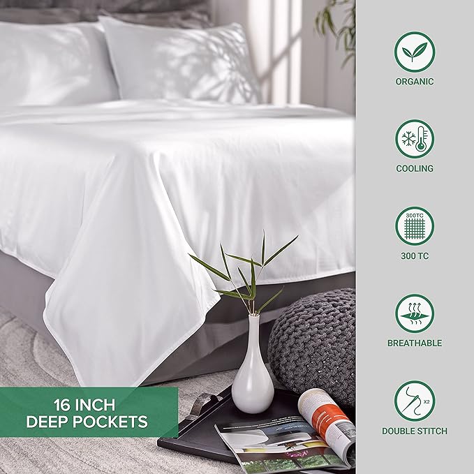 Pure Bamboo Full Sheets, Genuine 100% Organic Viscose Derived from Bamboo Bed Sheet Set, Luxuriously Soft & Cooling, Double Stitching, 2 Year Quality Promise (Full, Purple)