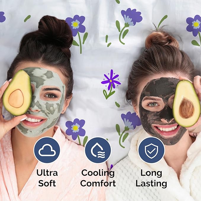 Floral Sheets - Purple Floral Bed Sheet Set - 1 Flat, 1 Fitted & 2 Pillowcases w/ Deep Pockets - Comfy, Wrinkle & Fade Free - Boho Botanical Bedding - Ultra-Soft, Breathable & Cooling - Full Size Set