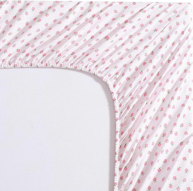 Laura Ashley Kids - Twin XL Sheet Set, Soft & Wrinkle-Resistant Toddler Bedding Set, Deep Pockets, Girl Bed Sheets with Matching Fitted Sheet & Pillowcase (Sweet Lady Bugs Pink)