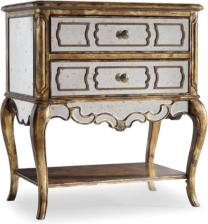 Hooker Furniture Bedroom Sanctuary Mirrored Leg Nightstand-Bling