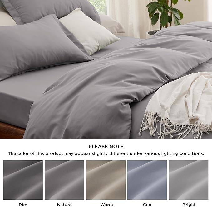 Bedsure Duvet Cover with Fitted Sheet King - Warm Deep Pocket, Hotel Luxury Soft Double Brushed Bedding Set with Zipper Closure, 1 Duvet Cover, 1 Fitted Sheet, 2 Pillow Shams, NO Comforter, Grey