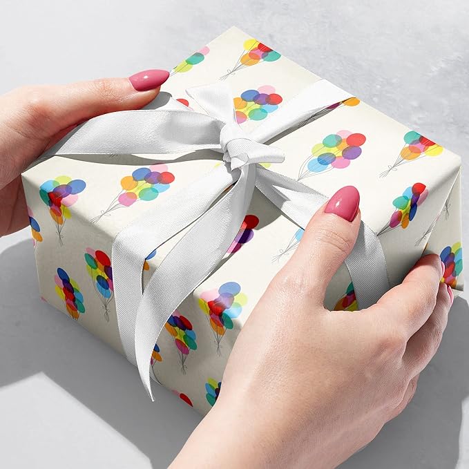 Jillson Roberts Bulk Gift Wrap, Everyday Gift Wrapping Supplies, Bunch of Balloons, 1/4 Ream 208 feet x 24 inches