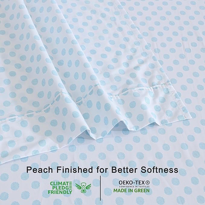 RUVANTI 100% Organic Cotton Sheets California King, Percale Weave, GOTS Certified, 4-Piece Set, Deep Pocket 13", Crisp & Breathable, Soft Durable Bedding, Sábanas Algodón Orgánico – Circle Imprint