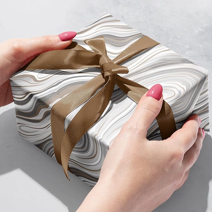 Jillson Roberts Bulk Gift Wrap, Everyday Gift Wrapping Supplies, Marbelized Silver, Full Ream 833 feet x 24 inches