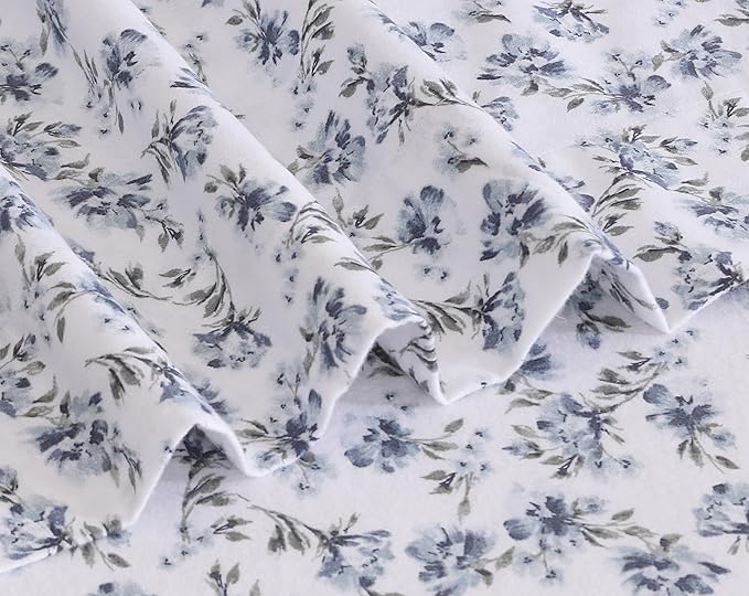 RUVANTI Flannel Sheets Full Size - 100% Cotton Double Brushed Bed Sheets Set, Deep Pockets 16 Inches, All Seasons Breathable & Extra Soft Full Sheets, Warm & Cozy, 4 Piece, Perri Me