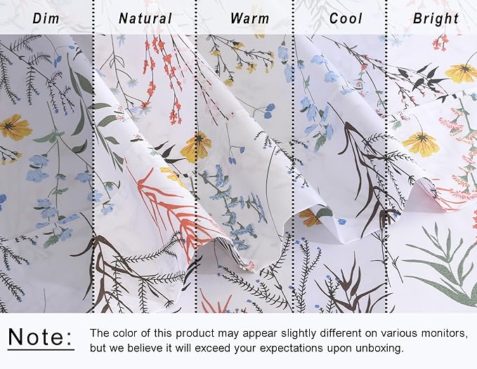 RUVANTI 100% Cotton Sheets Queen Size Set, 4 Pieces, Soft & Breathable Percale Weave Bedding, Deep Pocket 16", Hotel Standard, Crisp Cool Feeling, Durable, Perfect Floral Bed Sheet, Aroma