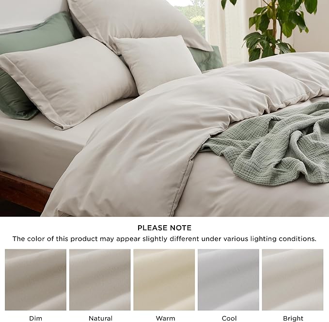 Bedsure Duvet Cover with Fitted Sheet Queen - Warm Deep Pocket, Hotel Luxury Soft Double Brushed Bedding Set with Zipper Closure, 1 Duvet Cover, 1 Fitted Sheet, 2 Pillow Shams, NO Comforter, Linen