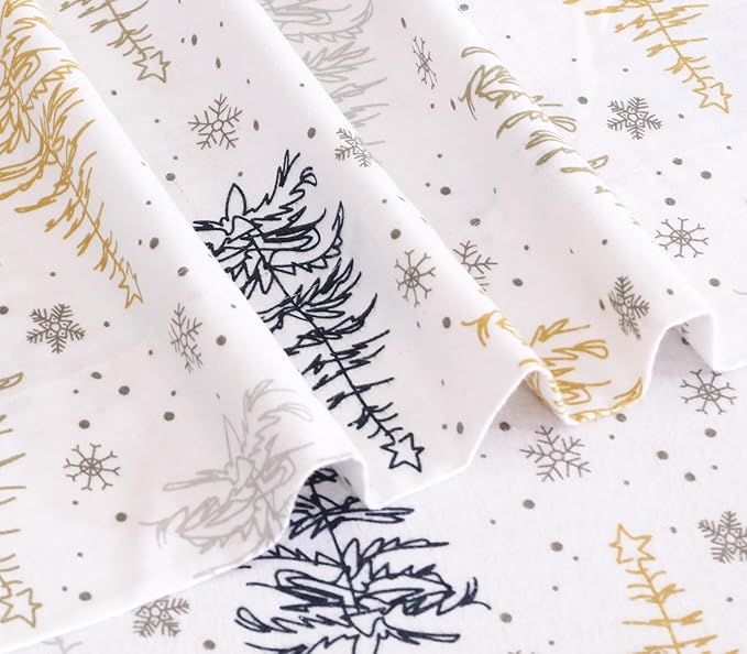 RUVANTI Flannel Sheets California King Size - 100% Cotton Brushed Cal King Bed Sheets Set - Deep Pockets 14 Inches - All Seasons Breathable & Extra Soft - Warm & Cozy, 4 Piece, Christmas Tree