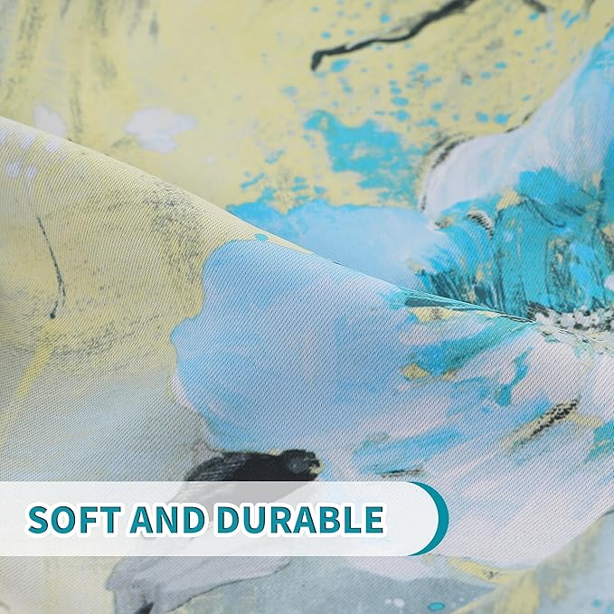 MYSKY HOME Blue Floral Curtains95 inch Length 2 Panels Room Darkening Curtains for Bedroom Thermal Insulated Curtains Classical Floral Grommet Window Curtains Teal and Blue
