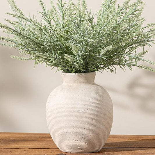 Vanselia Ceramic Flower Vase Home Decor - Farmhouse Table Vases Rustic Vintage Living Room Kitchen Bedroom Decorations for House Book Shelf Office Coffee Desk Dining Fireplace (7.4" Rustic)