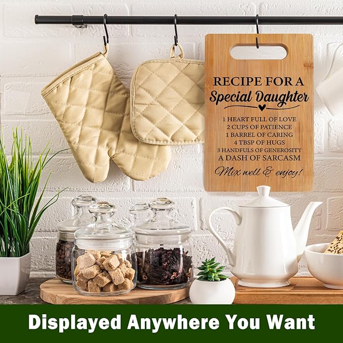 Lacama Kitchen Gift for Daughter, Daughter Christmas Birthday Gifts Cute Cutting Board Form Mom, Recipe for a Special Daughters Cutting Board Gifts for Adult Daughters