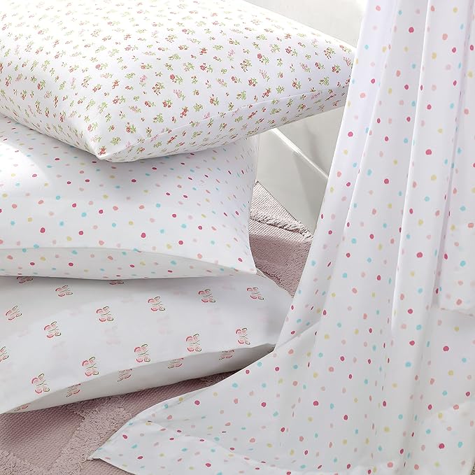 Laura Ashley Kids - Full Sheets, Soft Wrinkle-Resistant Toddler Bedding Set, Fun & Whimsical Bedroom Decor, Ideal Girl Room Essentials (Confetti Pink, Full)