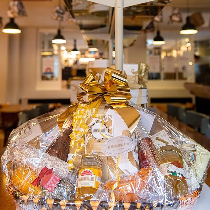Yotelab Extra Large Cellophane Bags, 40x50 Inch Clear Cellophane Wrap for Gift Baskets, 5Pcs Jumbo Huge Clear Basket Bags