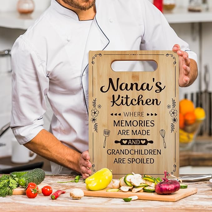 Gifts for Nana, Nana Cutting Board Chopping Board, Nana Gifts from Grandkids, Best Nana Gifts, Grandma Kitchen Gifts, Nana Gifts Decorative Bamboo Cutting Board for Kitchen