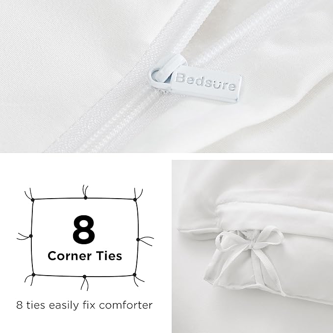 Bedsure Duvet Cover with Fitted Sheet King - Warm Deep Pocket, Hotel Luxury Soft Double Brushed Bedding Set with Zipper Closure, 1 Duvet Cover, 1 Fitted Sheet, 2 Pillow Shams, NO Comforter, White