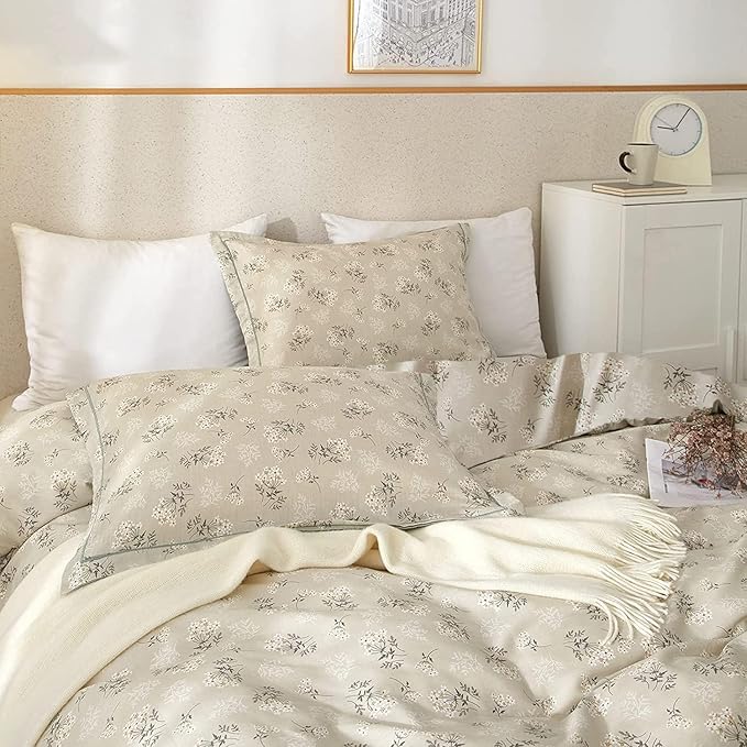 Vintage Floral Comforter Set Twin XL Garden Style Flower Leaves Boho Floral Bedding Comforter Fluffy Soft Cottagecore Bedding Set Lightweight Botanical Comforter Set with 2 Pillowcases for All Season
