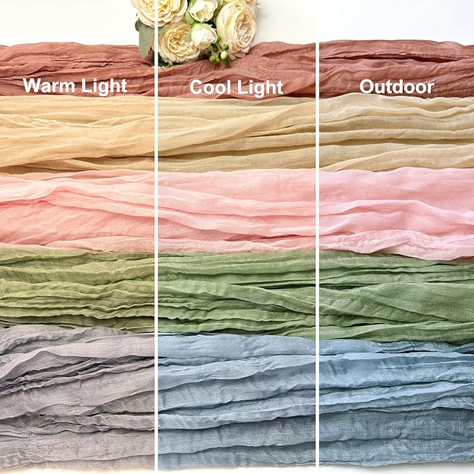 Booque Valley 3 Pack Beige Cheesecloth Table Runner 10ft Super Soft Boho Wrinkled Gauze Sheer Cloth for Baby Shower Baptism Birthday Party Wedding Centerpiece Table Decoration, 35x120 Inch