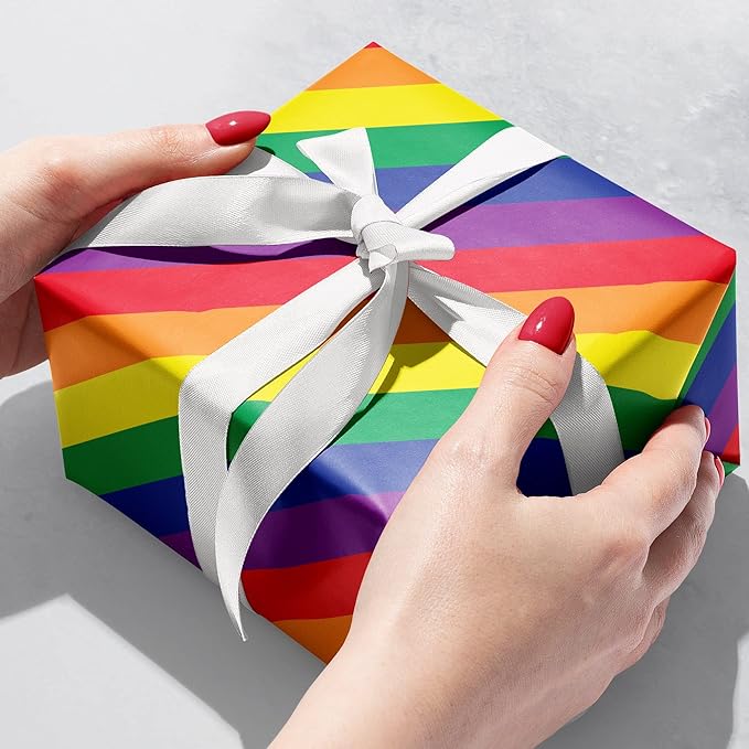 Jillson Roberts Bulk Gift Wrap, Everyday Gift Wrapping Supplies, Rainbow Stripe, 1/4 Ream 208 feet x 30 inches