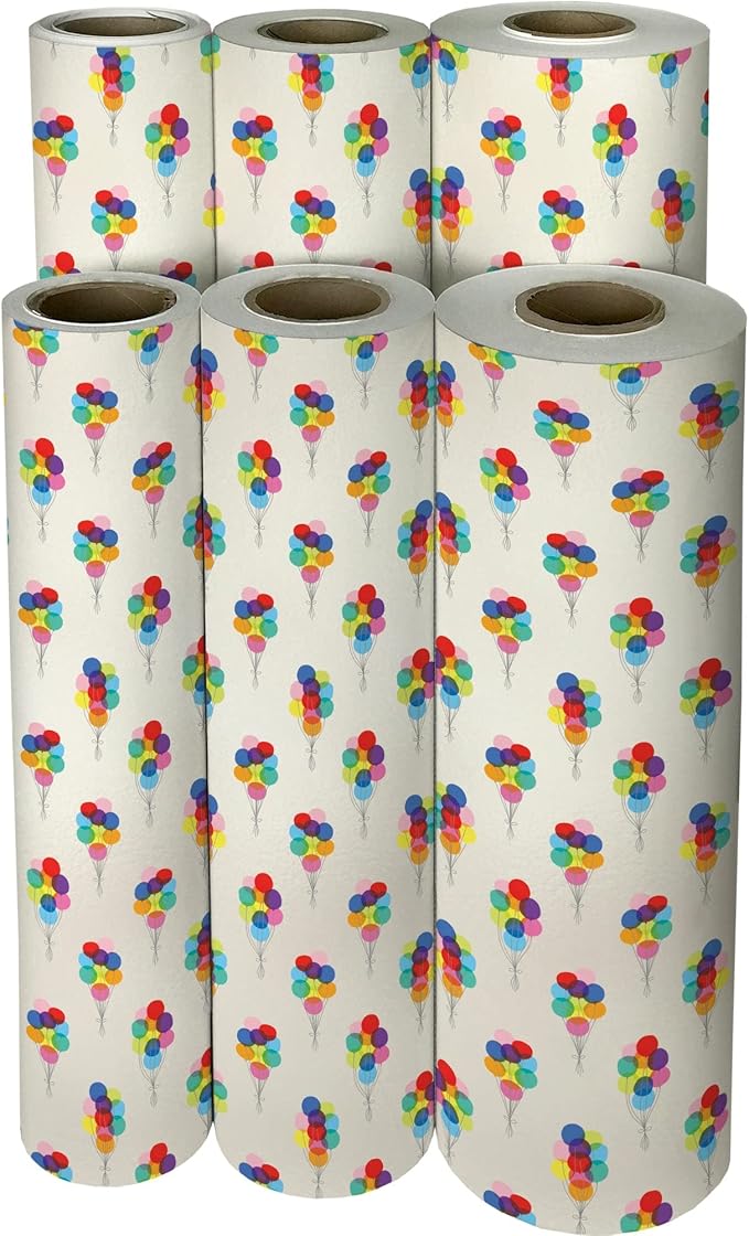 Jillson Roberts Bulk Gift Wrap, Everyday Gift Wrapping Supplies, Bunch of Balloons, 1/2 Ream 417 feet x 30 inches