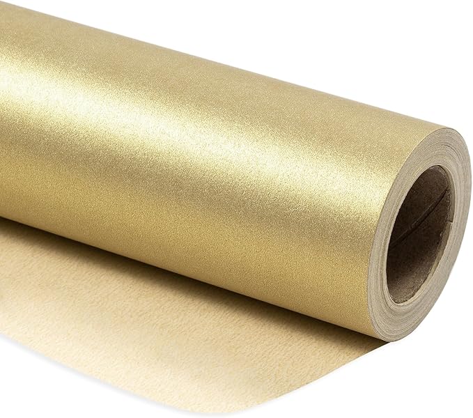 RUSPEPA Gold Wrapping Paper - Christmas Gift Wrap Pearly - luster Paper Perfect for Wedding, Birthday, Valentine's Day, Christmas, Baby Shower, DIY Bouquet -17 Inches X 32.8 Feet