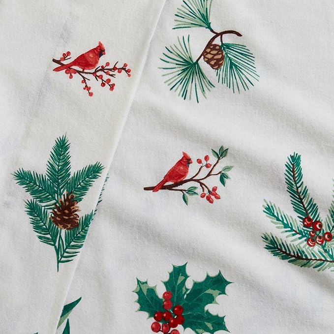 Market & Place 100% Cotton Full Flannel Sheet Set | 4 Piece Deep Pocket Novelty Cozy Winter Bed Sheets | Double Brushed for Extra Softness & Comfort | Alpine Collection (Full, Cardinal & Pine)