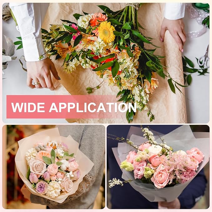 YELARXI Flower Wrapping Paper, Cotton Wrapping Flower Paper, Non-Woven Waterproof Floral Bouquet Wraps - Fitting for (Florist Supplies/Gift) 11.8 x 11.8 Inch & 38 Pack & Light Purple