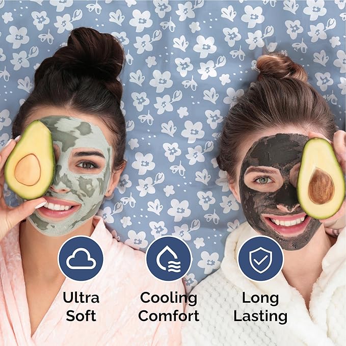 Floral Sheets - Blue Floral Bed Sheet Set - 1 Flat, 1 Fitted & 2 Pillowcases w/ Deep Pockets - Comfy, Wrinkle & Fade Free - Boho Botanical Bedding - Ultra-Soft, Breathable & Cooling - King Size Set